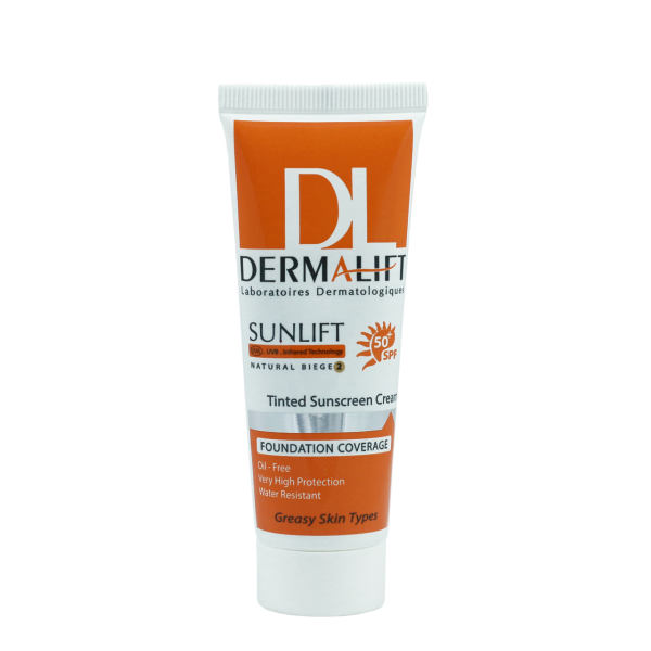 کرم ضد آفتاب رنگی SPF 50 پوست چرب درمالیفت بژ طبیعی