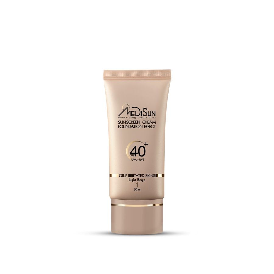 ضد آفتاب کرم پودری SPF40 بژ روشن مناسب پوست چرب مدیسان